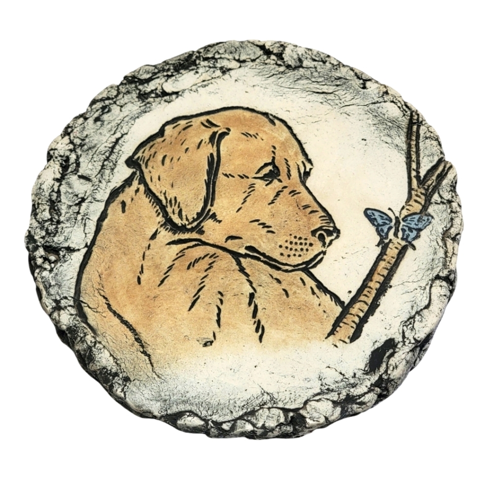 SHAPES OF CLAY STAN LANGTWAIT Signed Lab & Butterfly Mount St Helens Ash Plaque